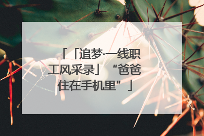 「追梦·一线职工风采录」“爸爸住在手机里”
