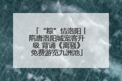 “粽”情洛阳丨隋唐洛阳城宠客升级 背诵《离骚》免费游览九洲池