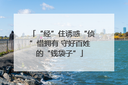 “经”住诱惑“侦”惜拥有 守好百姓的“钱袋子”