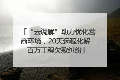 “云调解”助力优化营商环境，20天远程化解百万工程欠款纠纷