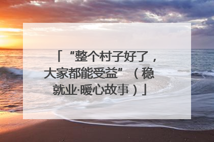 “整个村子好了，大家都能受益”（稳就业·暖心故事）