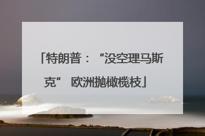 特朗普：“没空理马斯克” 欧洲抛橄榄枝