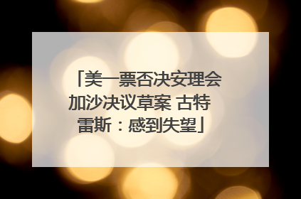 美一票否决安理会加沙决议草案 古特雷斯：感到失望