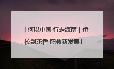 何以中国·行走海南｜侨校飘茶香 职教新发展