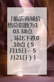 临沂商城价格总指数为103.38点，环比下跌0.10点（5月15日—5月21日）