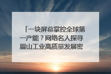 一块屏幕掌控全球第一产能？网络名人探寻眉山工业高质量发展密码｜网络名人四川行