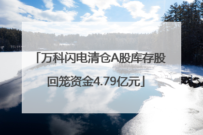 万科闪电清仓A股库存股 回笼资金4.79亿元