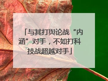 与其打舆论战“内涵”对手，不如打科技战超越对手