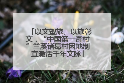 以文塑旅、以旅彰文，“中国第一奇村”兰溪诸葛村因地制宜激活千年文脉