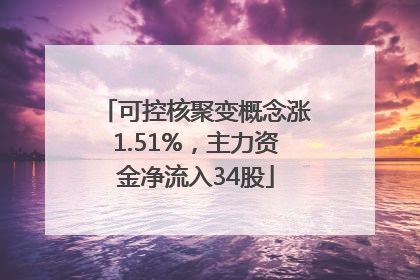 可控核聚变概念涨1.51%，主力资金净流入34股