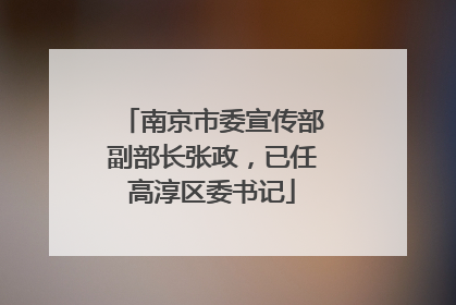 南京市委宣传部副部长张政，已任高淳区委书记