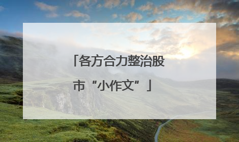 各方合力整治股市“小作文”