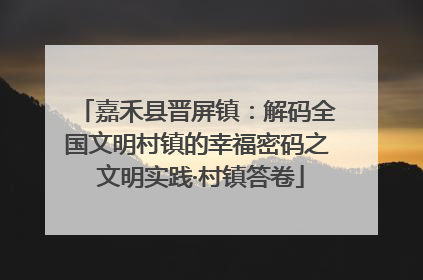 嘉禾县晋屏镇：解码全国文明村镇的幸福密码之 文明实践·村镇答卷