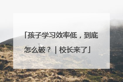 孩子学习效率低，到底怎么破？｜校长来了