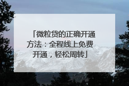 微粒贷的正确开通方法：全程线上免费开通，轻松周转