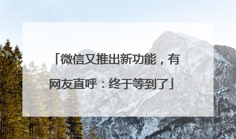 微信又推出新功能，有网友直呼：终于等到了