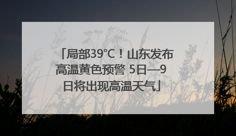 局部39℃！山东发布高温黄色预警 5日—9日将出现高温天气
