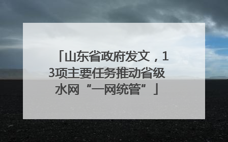 山东省政府发文，13项主要任务推动省级水网“一网统管”