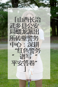 山西长治武乡县公安局蟠龙派出所砖壁警务中心：深耕“红色警务” 谱写“平安答卷”