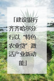 建设银行齐齐哈尔分行以“特色农业贷”激活产业新动能