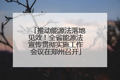 推动能源法落地见效！全省能源法宣传贯彻实施工作会议在郑州召开