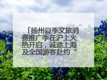 扬州夏季文旅消费推广季在沪上火热开启，诚邀上海及全国游客赴约“夏扬州”