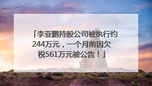 李亚鹏持股公司被执行约244万元，一个月前因欠税561万元被公告！