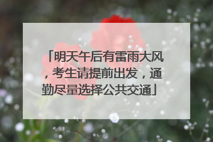 明天午后有雷雨大风，考生请提前出发，通勤尽量选择公共交通