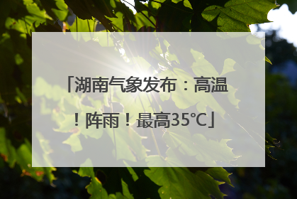 湖南气象发布：高温！阵雨！最高35℃