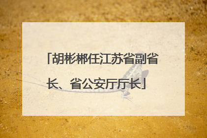 胡彬郴任江苏省副省长、省公安厅厅长