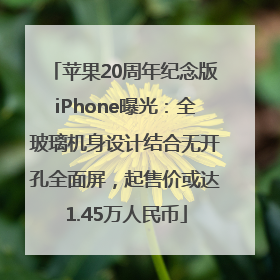 苹果20周年纪念版iPhone曝光：全玻璃机身设计结合无开孔全面屏，起售价或达1.45万人民币