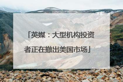 英媒：大型机构投资者正在撤出美国市场