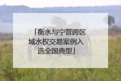 衡水与宁晋跨区域水权交易案例入选全国典型