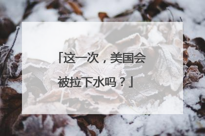 这一次，美国会被拉下水吗？