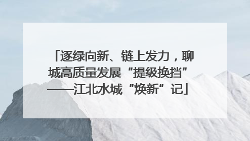 逐绿向新、链上发力，聊城高质量发展“提级换挡”——江北水城“焕新”记
