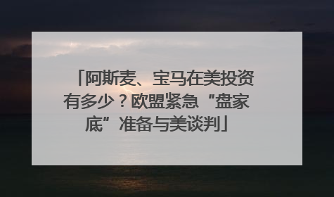阿斯麦、宝马在美投资有多少？欧盟紧急“盘家底”准备与美谈判