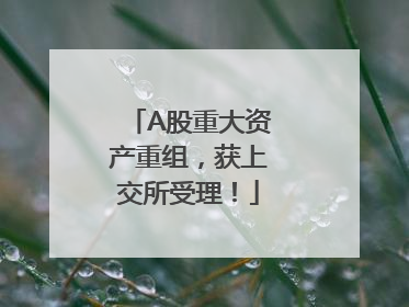 A股重大资产重组，获上交所受理！